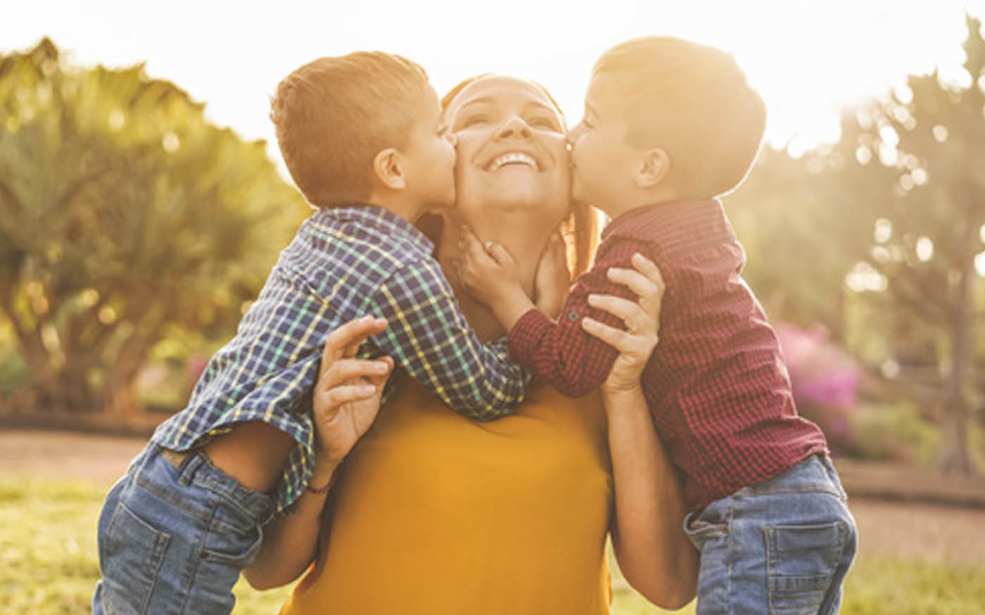 Happy woman with children